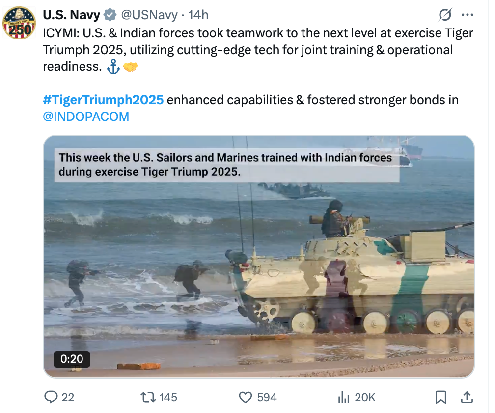 US Sailors and Marines Trained With Indian Forces During Exercise Tiger Triumph 2025
